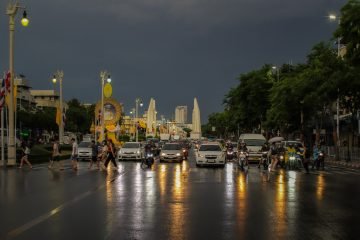 Reisfotografie Bangkok straat regen
